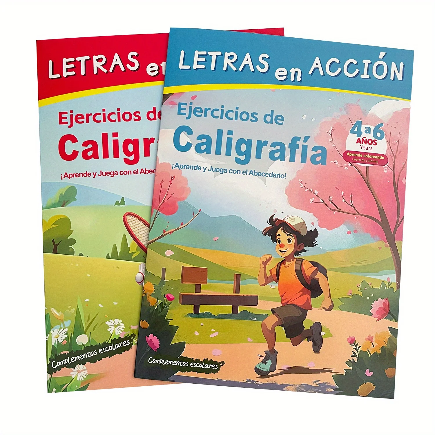 สมุดงานฝึกหัดการเขียนตัวอักษรภาษาสเปน, ช่วยการเรียนรู้ภาษา, วัสดุการสอนโฮมสคูลก่อนวัยเรียน, ชุดหนังสือ 2 เล่ม