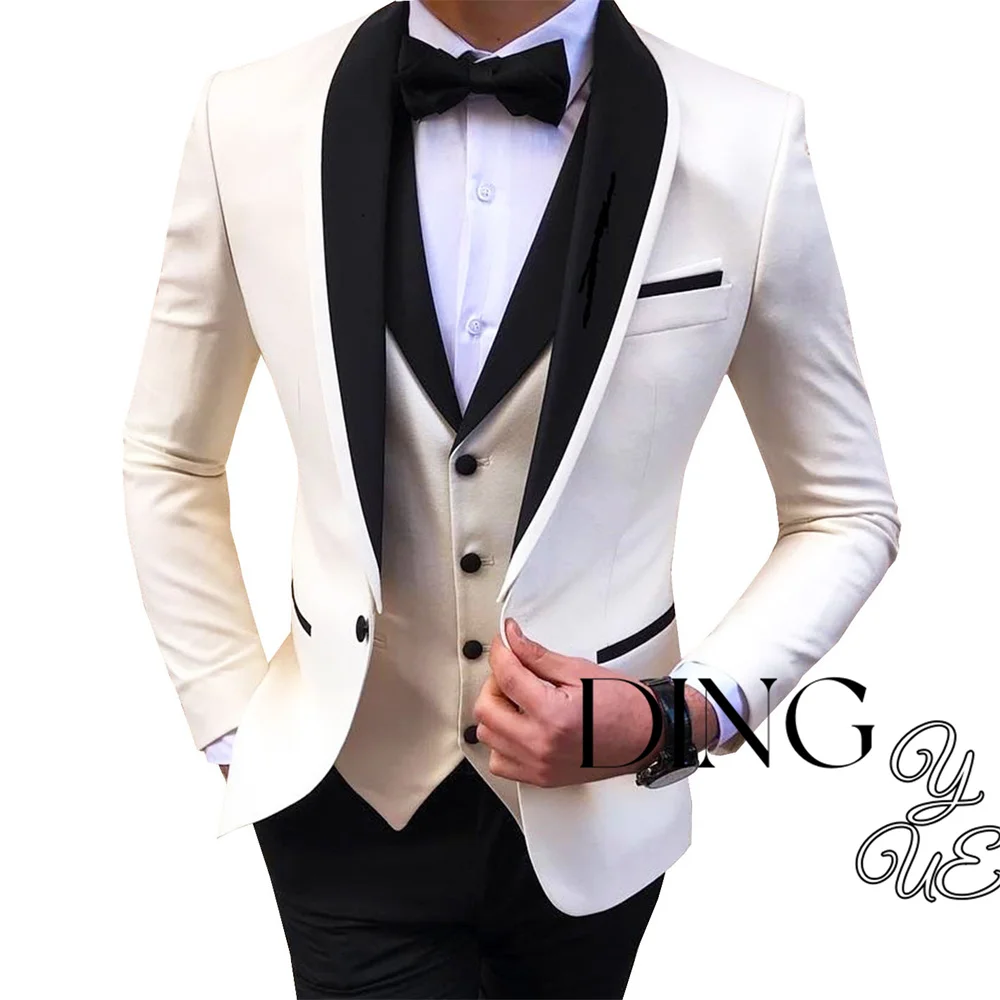 Classic Men Suits Custom Made Formal Suit Men One Button Wedding Groom slim fit Tuxedos terno (Jacket+Pants+Vest)