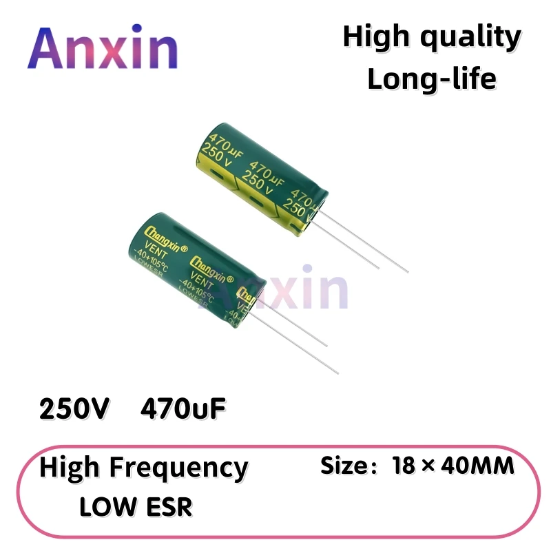 

2PCS 250V470uF Aluminum Capacitor, High Frequency Low ESR 105°C Radial for Power Supply Long-life 18×40MM