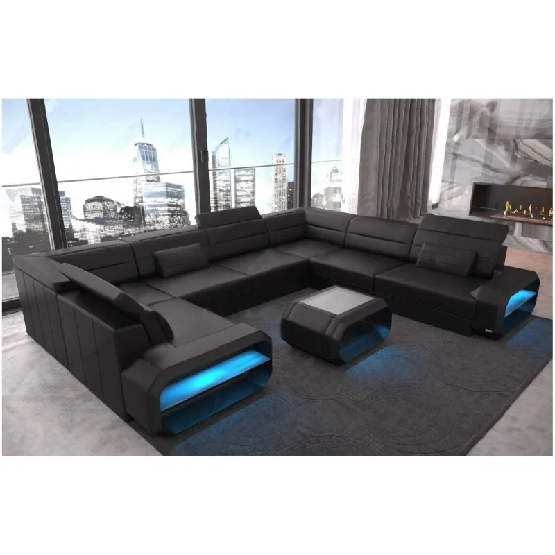 Creative American sofa, top layer cowhide simple living room size leather art sofa combination