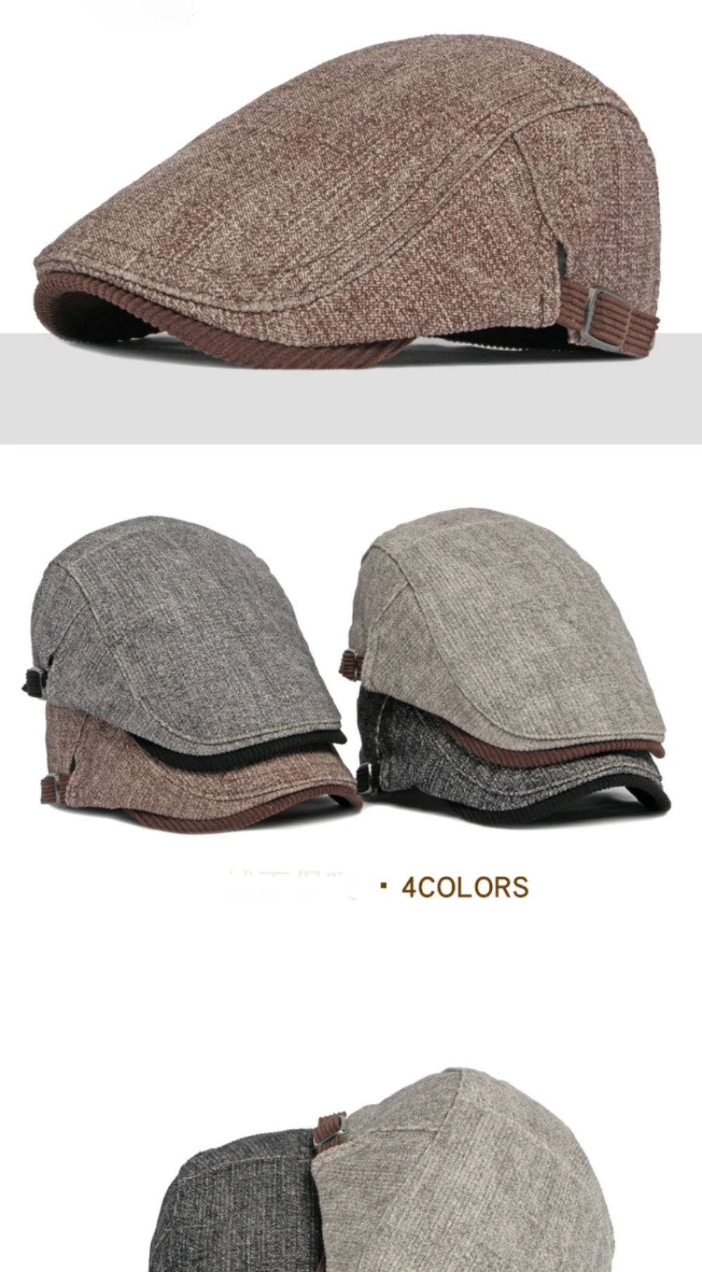 HT4090 Baskenmützen für Männer und Frauen, Vintage-Künstler-Malermütze, Unisex, verstellbare Ivy-Flachmütze, warme Herbst-Winter-Baskenmütze – Detail 1