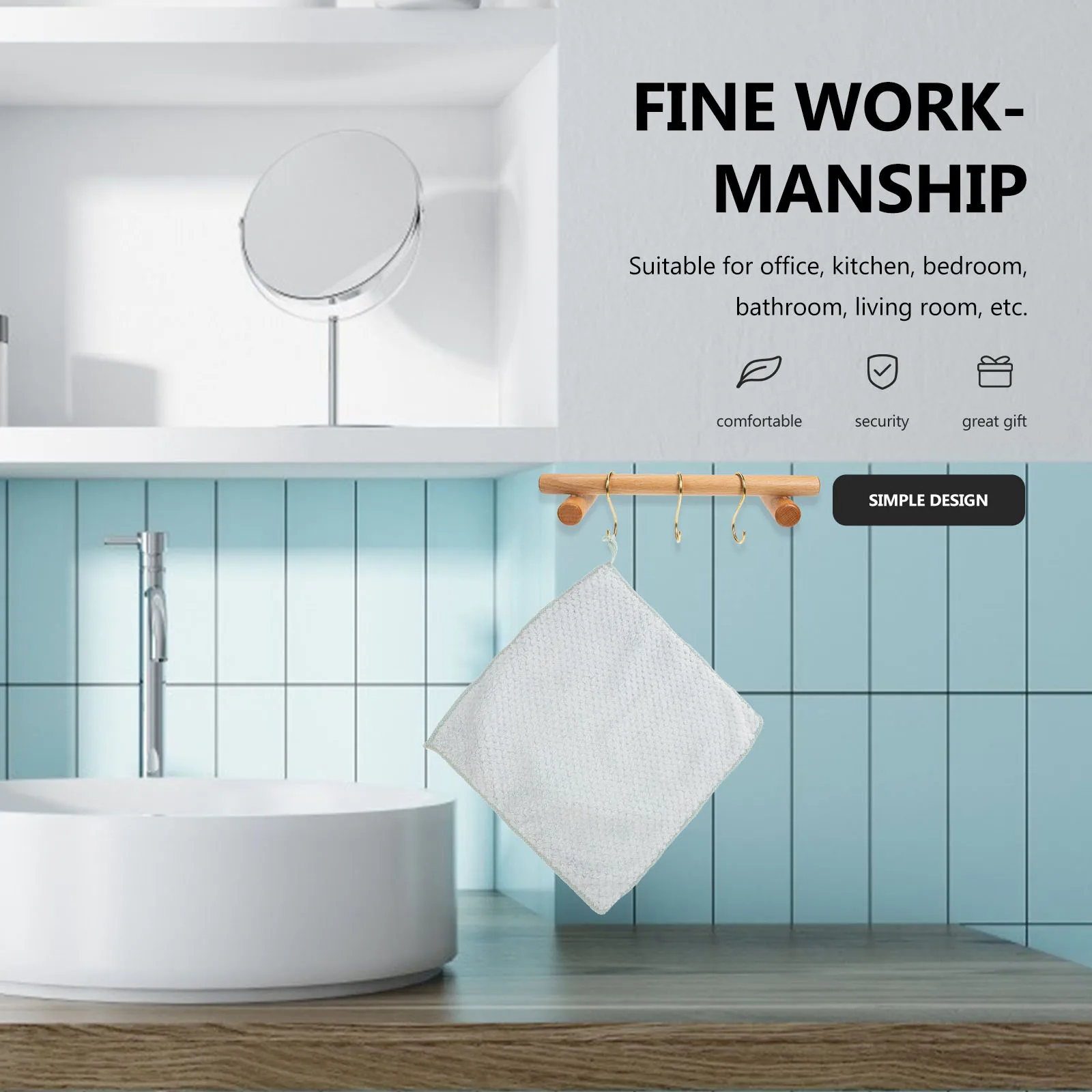 

10Pcs Coral Fleece Hand Towels Hanging Loop Absorbent Fast Drying Hand Towels for Kitchen Bathroom Home Use Soft Comfortable