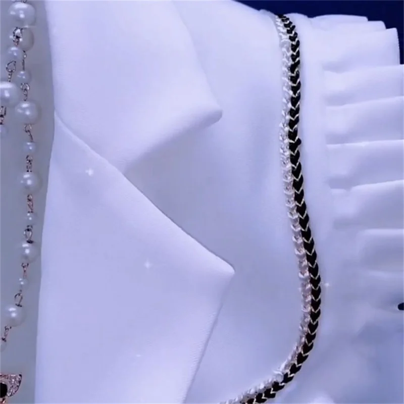 سترة بدلة ربيع وخريف 2025 سترة نسائية عصرية بحافة الفطر شال بياقة قابلة للفصل سترة كورية حلوة راقية