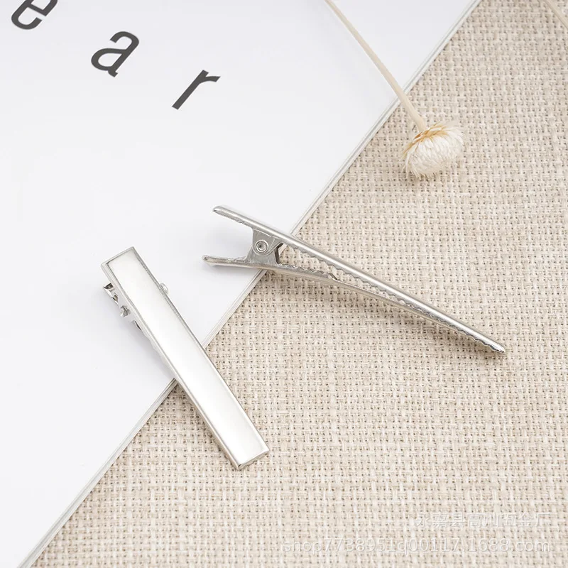 30Pcs/Lot High Quality 5.5cm Silver-Color Black Hair Clips Flat Barrettes Iron Hairpins DIY Hair Accessories For Women Girls image 5