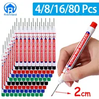 4/8/16/40/80Pcs 2cm Waterproof Long Head Markers Deep Hole Marker Pen Red/Black/Blue/Green for Metal Carpenter Woodworking Tools