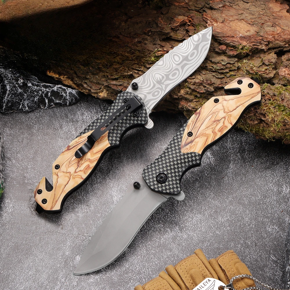 Stainless Steel Folding Knife High Hardness, Camping Survival Knife Multifunctional Portable Home Daily Kitchen Fruit Knife