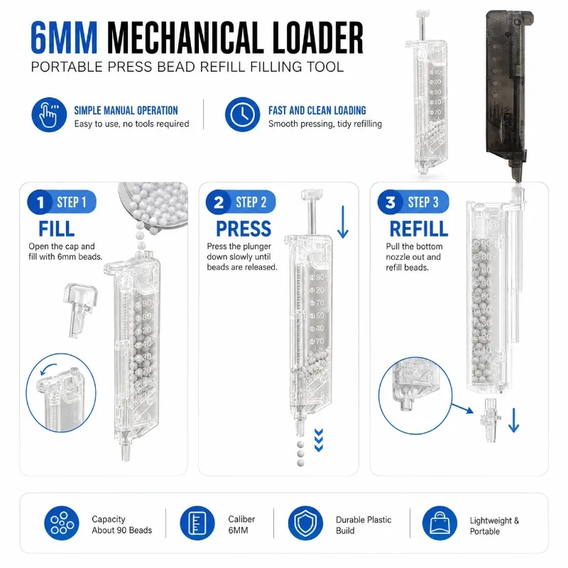 Light‑weight 6MM Portable Press Mechanical Loader Plastic Bead Refill Tool Model Decoration Spare Components