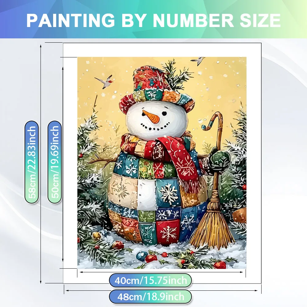HUACAN Paint By Number Snowman Cartoon Arts And Crafts Pictures Drawing On Canvas Winter Christmas Handicrafts Home Artwork