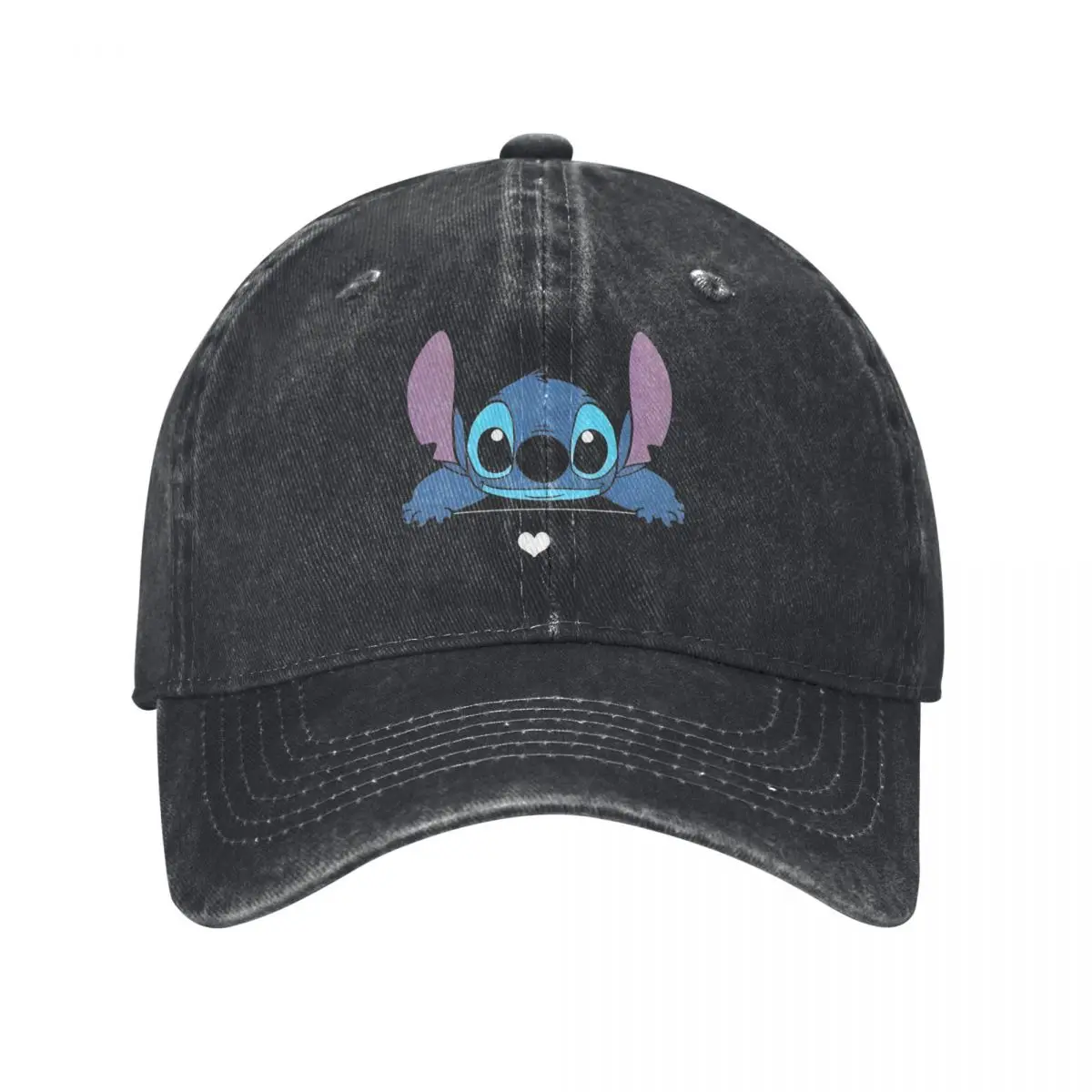 Cute Stitch Heart Love Baseball Caps Distressed Denim Washed Cartoon Snapback Hat Men Women Outdoor Summer Adjustable Caps Hat