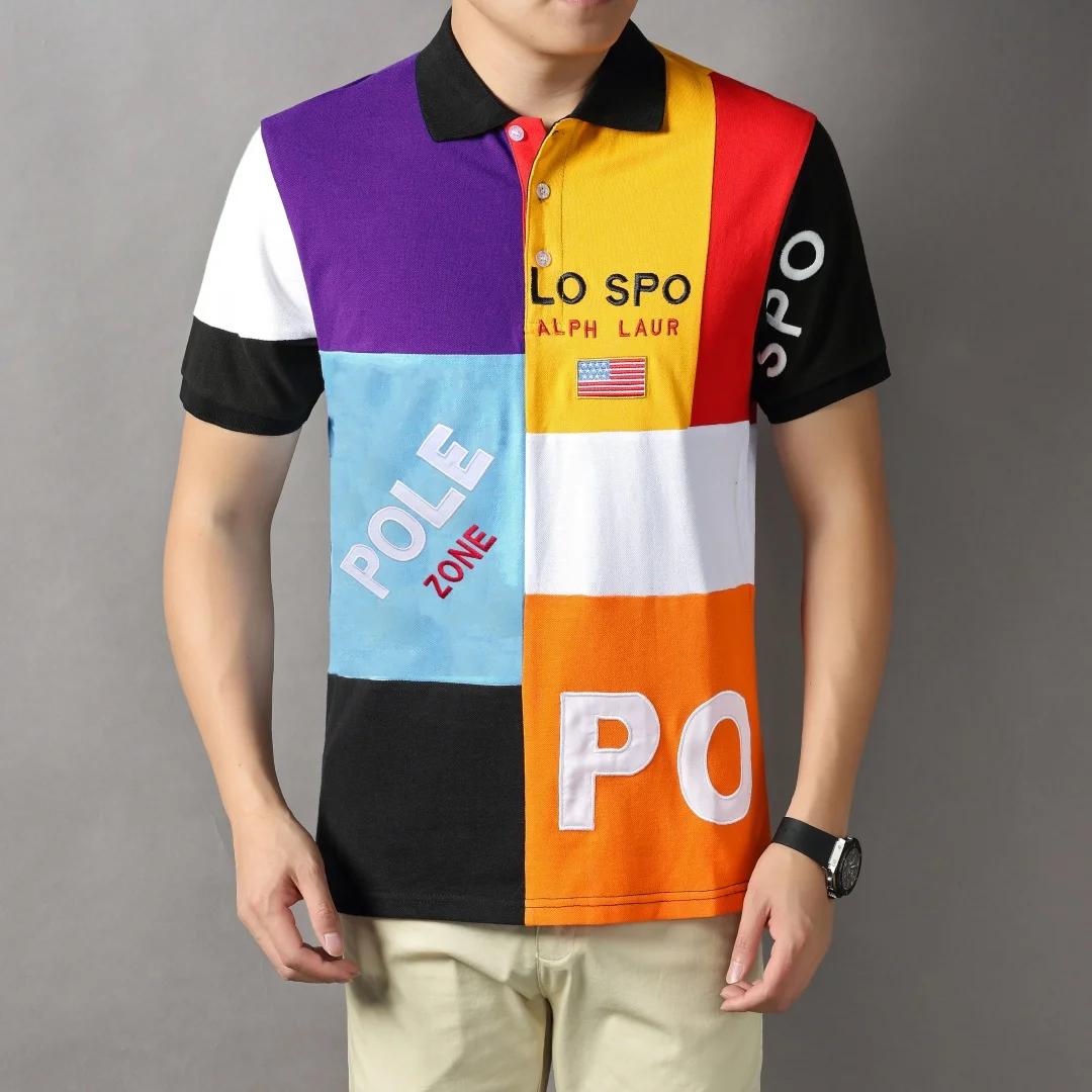 

New Classic Men’s Polo Shirts Geometric Plaid Pattern Casual Fashion Streetwear Lightweight Lapel Buttons Collar T Shirts