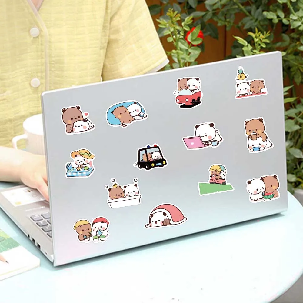 50pcs Cartoon Anime Kawaii Bear And Panda Stickers Waterproof PVC for Water Bottle Laptop Skateboard Scrapbook Luggage Kids Toys