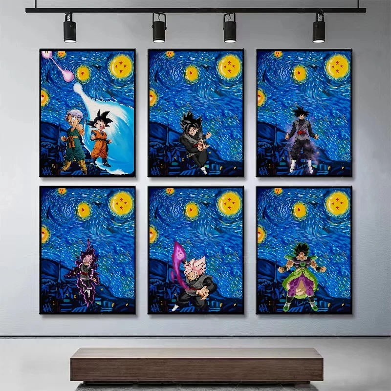 

Poster Dragon Ball Goku Peripheral Van Gogh's Starry Night Picture Art Abstract Anime Canvas Painting Mural Prints Decor Gifts