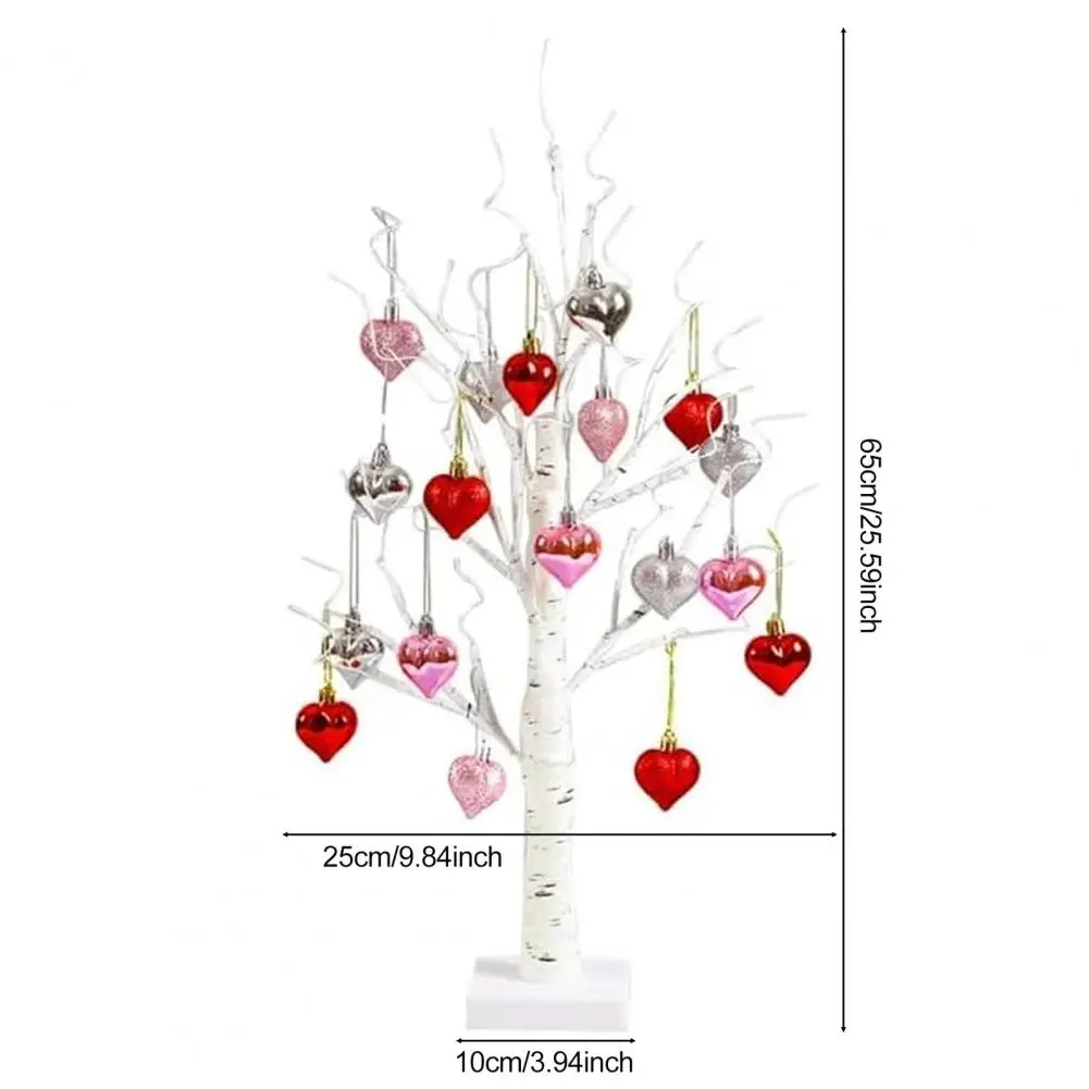 Valentines Decor Birch Trees Light With Hanging Heart Ornament Lighted Birchtrees For Home Wedding Party Table Decor