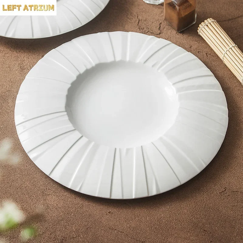 Pure White Ceramic Vegetable Salad Plate Deep Dish Dish Soup Plate Often Pasta Restaurant Fruit Plate Special Tableware