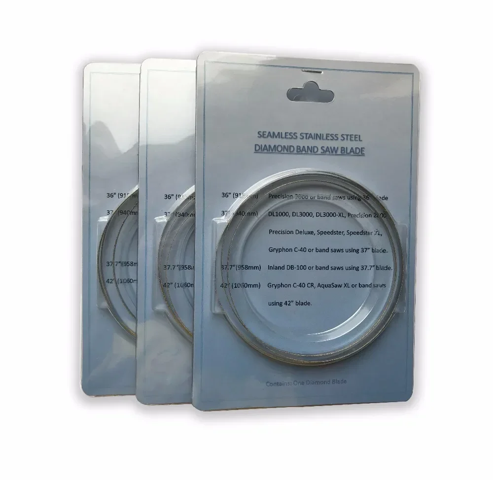 3 Pieces 42''x1/8"/ 1/4"Diamond Coated Band Saw 4218 4214 Glass Tile Cutting Blade Fit for CR40 Custom XL