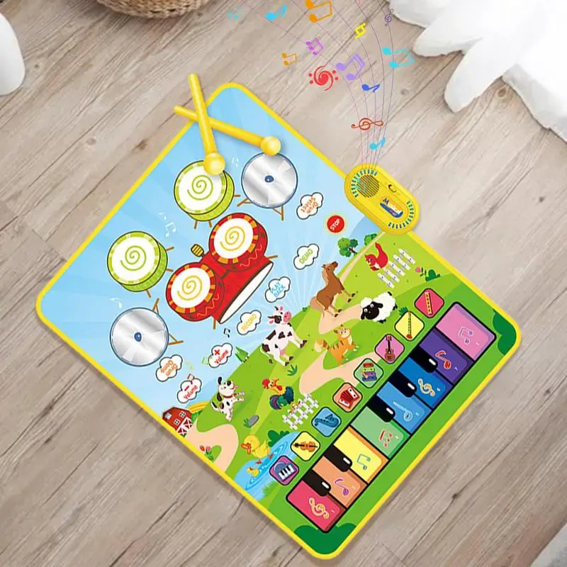 Piano Drum Play Mat Boys Touch Sensor Musical Play Mat Toy Creative Funny Musical Instrument For Boys Girls Kids Toddler