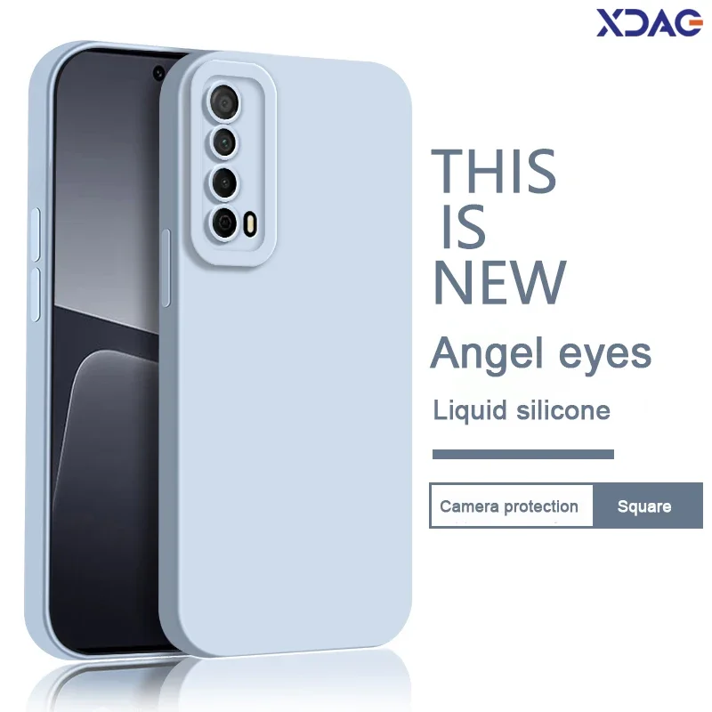 

Luxury Camera Protection Phone Case for Huawei P Smart 2021 Pro Z Plus Solid Original Soft Liquid Silicone Angel Eyes Back Cover