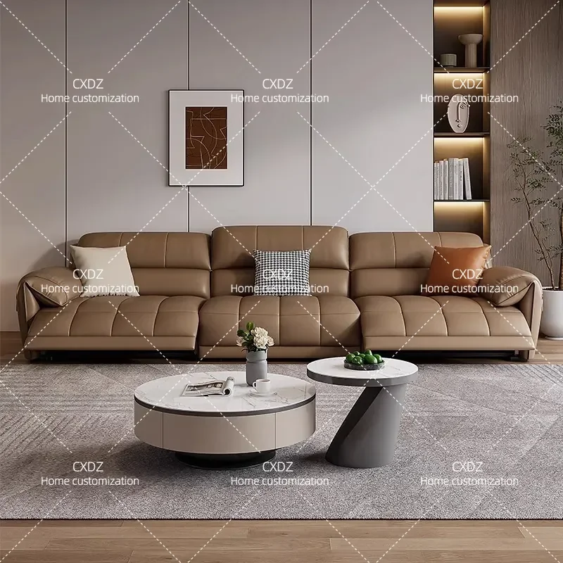 Government subsidy zero wall leather electric sofa Italian three-person Nordic cowhide space first-class functional cabin
