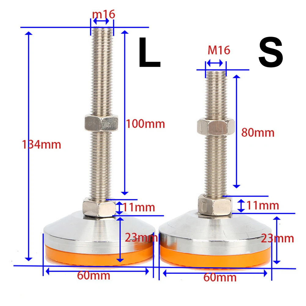 M16 nóżki do poziomowania mebli wytrzymała stopka ze stali nierdzewnej regulowana nóżka do obrabiarek nóżka do tokarki meble podkładka ślizgowa noga