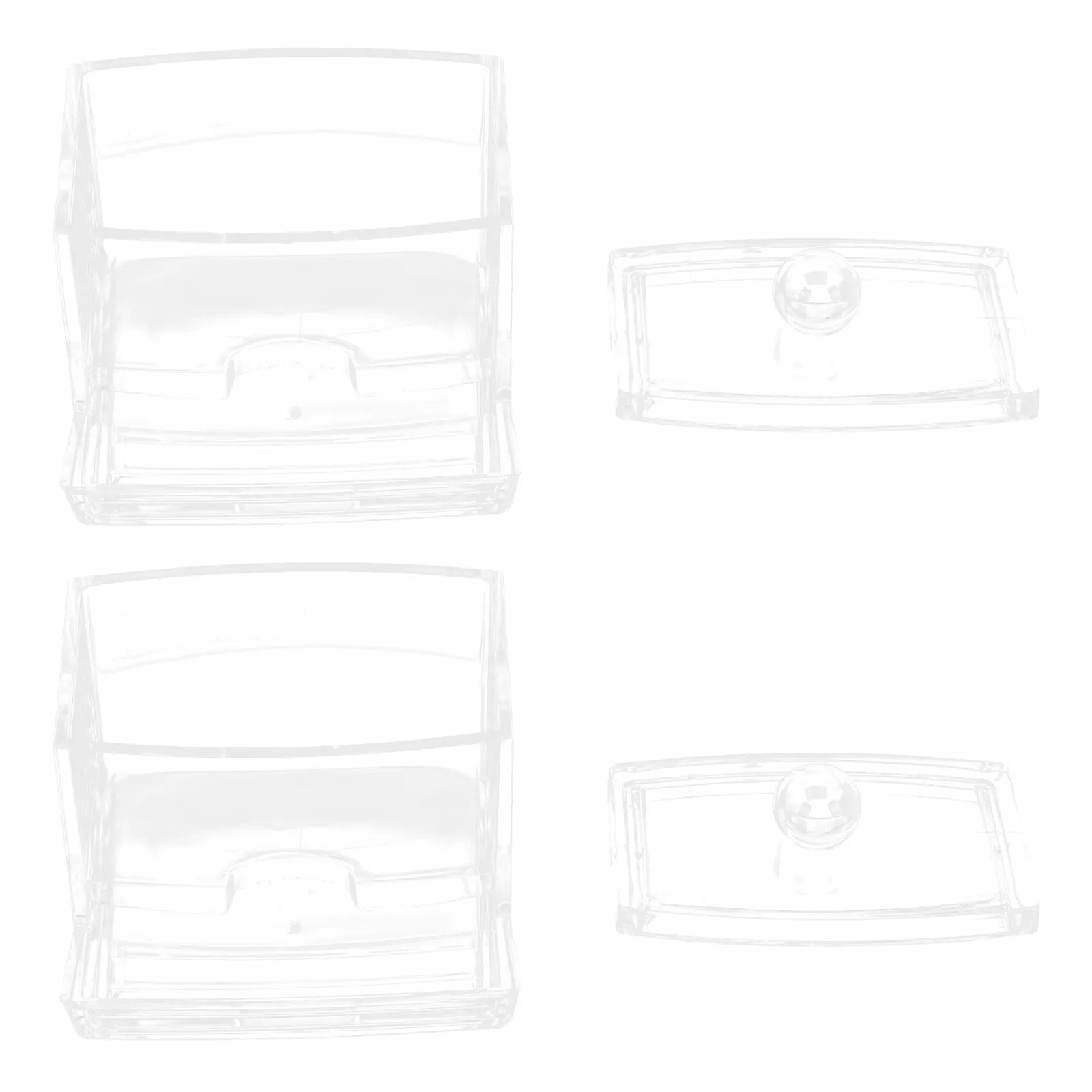 2Pcs Acrylic Transparent Cotton Pad Container Cotton Swab Box Desktop Storage Case with Lid for Makeup Items Organizing Neat