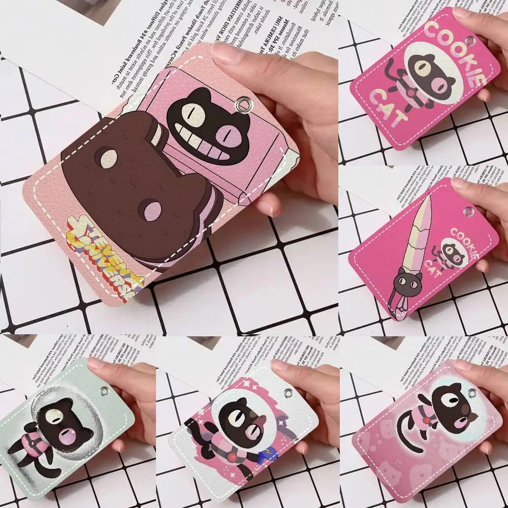 

1pc Steven Universe Retro Kraft Cat Card Case Keychain Access Card Bag Key Tag Ring Leather Card Holder Key Ring Access