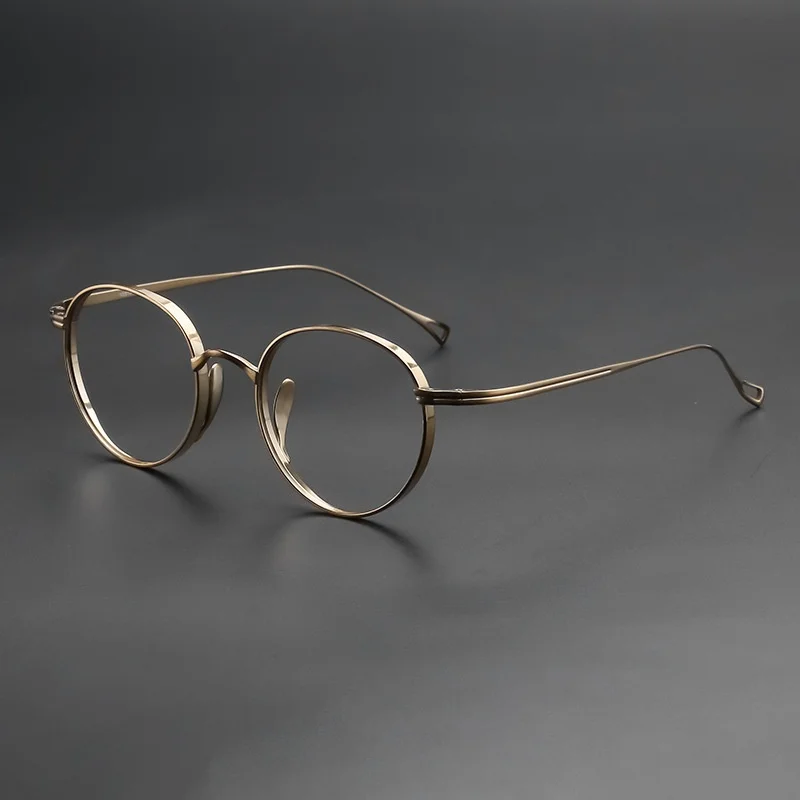 

Japanese Nostalgic Vintage Small Oval Glasses Frame Ultra-Light Pure Titanium Optical eyeglasses for Men Women KMN113