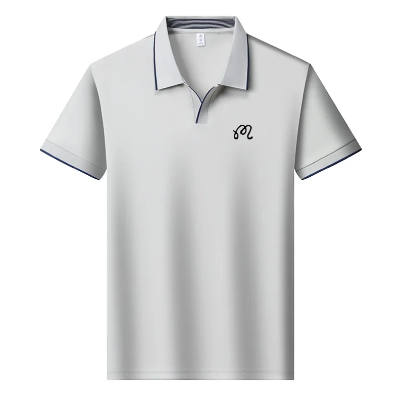 Neues Herren-Poloshirt mit Original-Print in Unifarbe, Sommer-Komfort, Kurzarm, Revers-T-Shirt, Luxuriöse Business-Casual-Herrenbekleidung – Detail 12