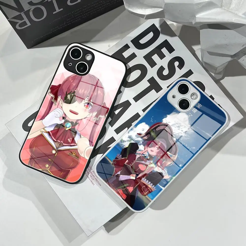 

Girl Hololive Houshou Marine Phone Case Tempered Glass For IPhone 16 15 Pro Max 14 13 12 Mini Plus Samsung S24 S23 Ultra phone