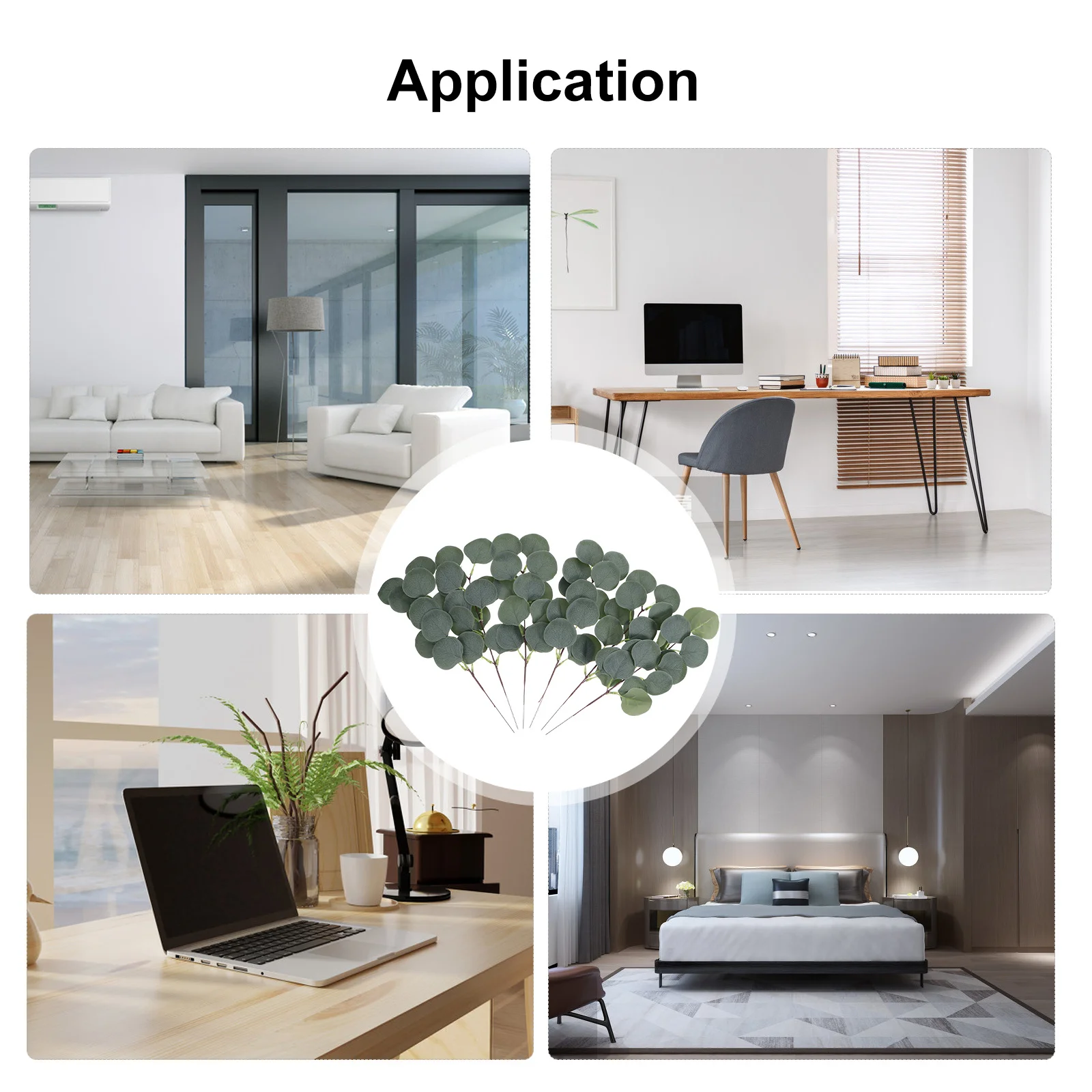 

6Pcs Simulation Eucalyptus Leaves Artificial Plant Decor for Home Office Wedding Party Garden Decoration Tranquil Natural Look