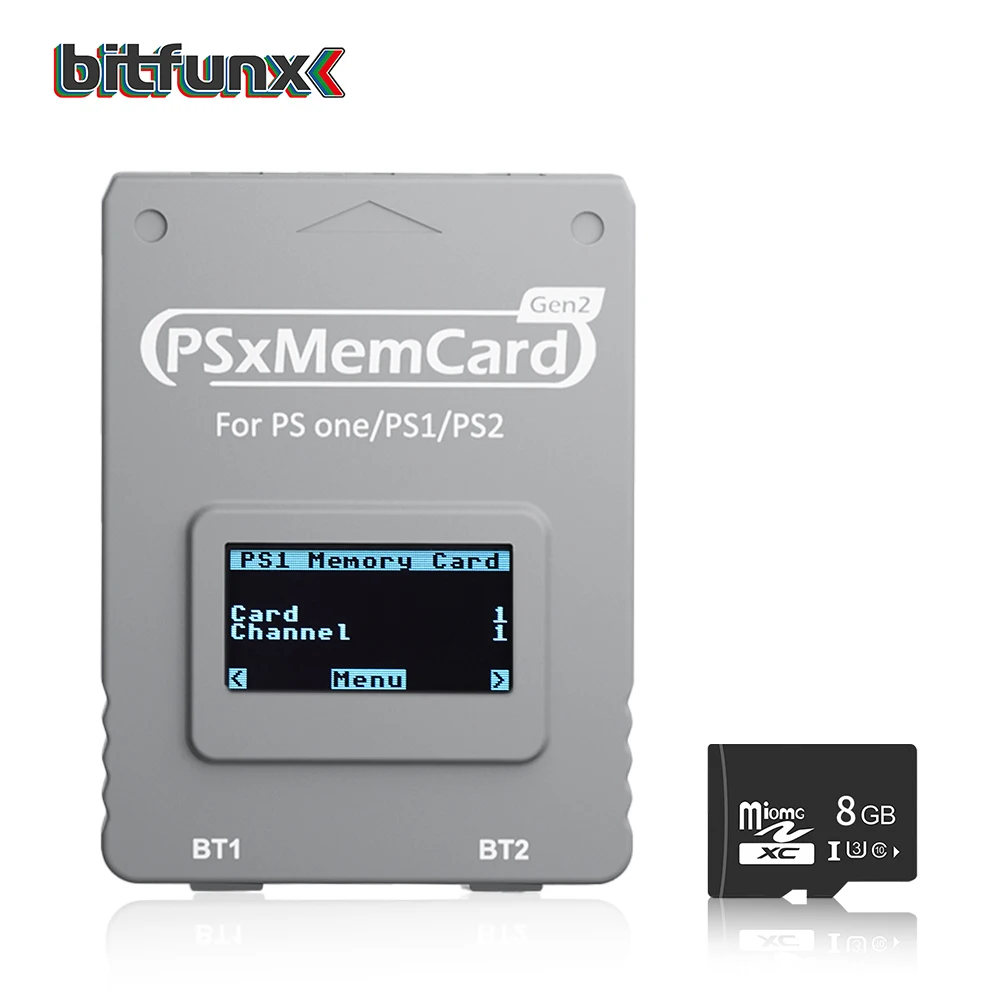 Bitfunx PSxMemCard Gen2 Store Game Saves for PS1 and PS2 Games for PlayStation1 PS one Playstation2 Game Consoles