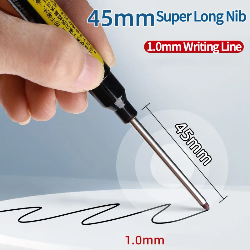 Imagem -03 - Multi-purpose Long Nib Marker Canetas Furo Profundo Impermeável Recarregável Banheiro Carpintaria Cabeça Longa Carpinteiro 10 Pcs 45 mm