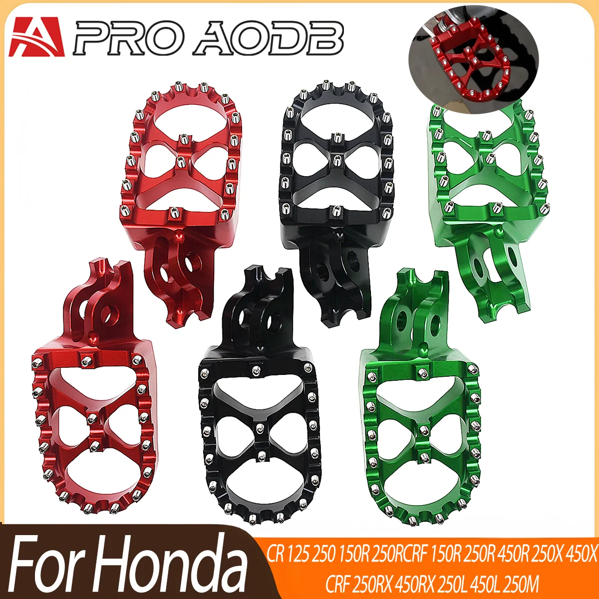 AliExpress PRO AODB Anti-Slip Motorcycle Foot Pegs Footrest Pedals For Honda CR125R CR150R CRF250R 250X 250F 250RX 450R X 450RX Pit Bike Spare Parts
