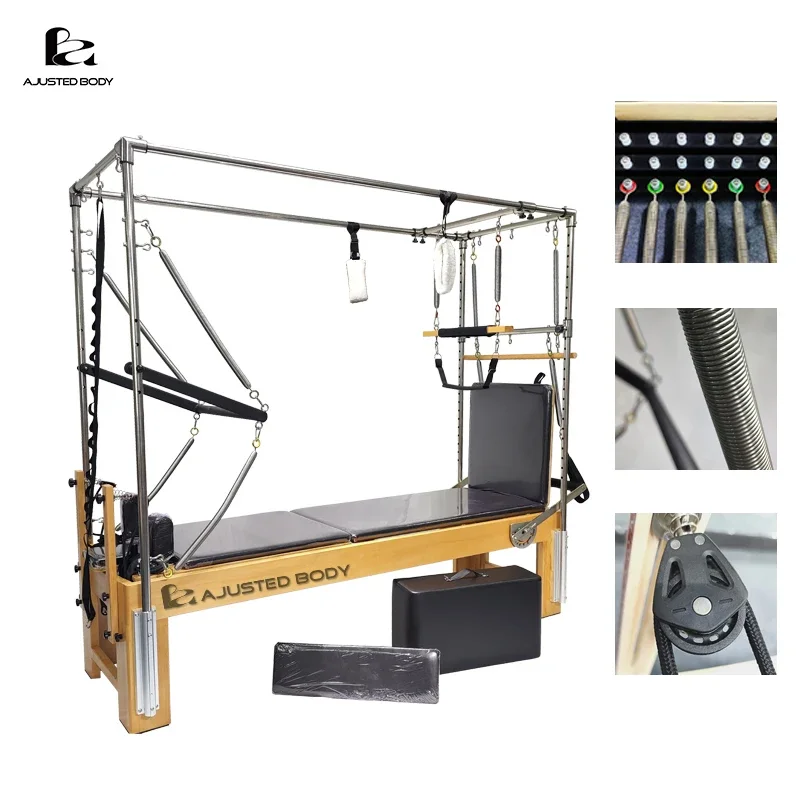 Deren pilates equipmentthree-in-one multifunkční odborný dřevo aparatura reformátor stroj dub pilates trapeze stůl cadill