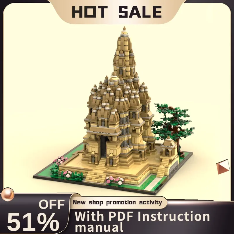 

New 4925Pcs City Street View Moc Modular Kandariya Mahadeva Temple Model Building Block Diy Creative Ideas Kid Toy Birthday Gift