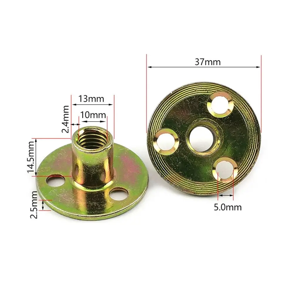 5Pcs/set Portable Metal Three-hole Locking Flange Nut Round Flat M6 M8 M10 Lock Nuts Nut Fastener Tee Furniture Nuts Screw