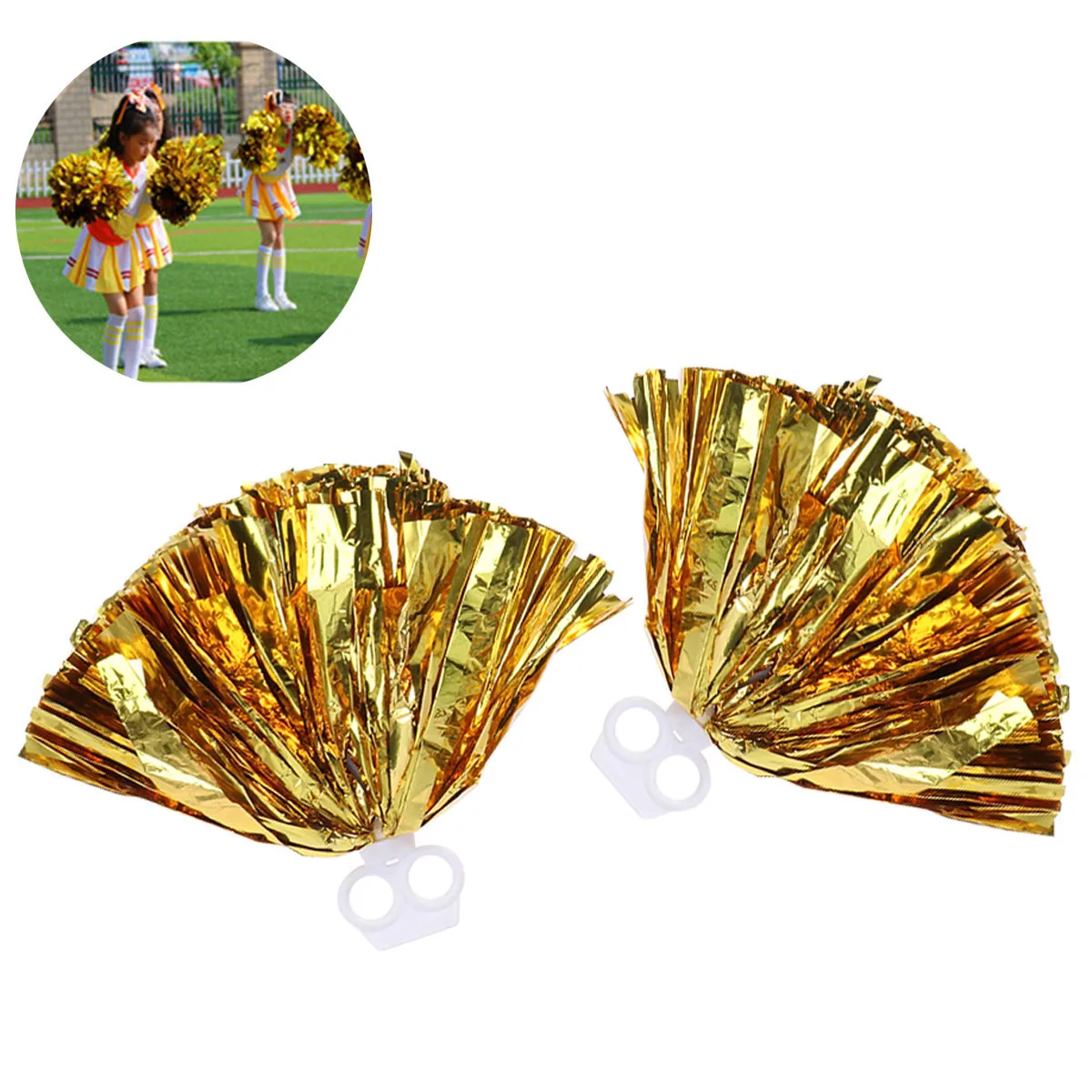 

2 pcs Plastic Ring Pom Poms Cheerleading Kit Cheer Poms For College High School Sports Events Lightweight Durable 30Cm