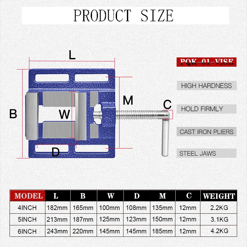 Woodwok Tool Clamp Vise 4Inch/5Inch/6Inch Bench Vise For CNC Milling Machin Stand Lathe Drill Press Workshop Machine Edm Tools