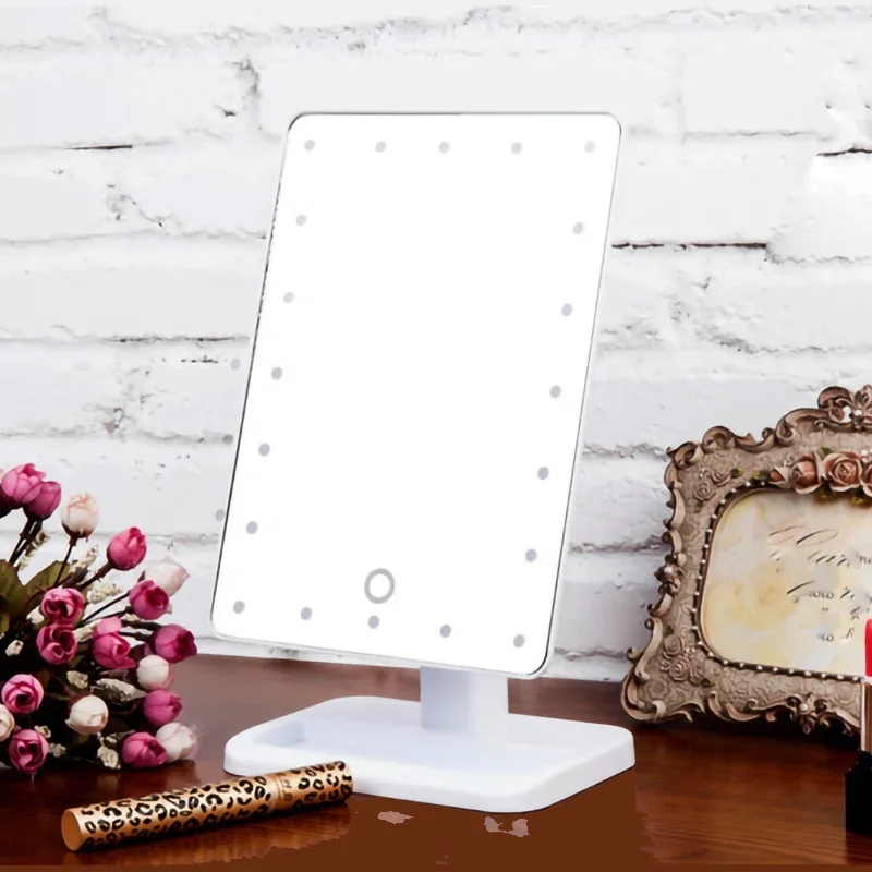 

Table Led Vanity Lighted Travel Smart Touch LED Makeup Mirror Desktop 10X Magnified Make Up Mirror With Lights