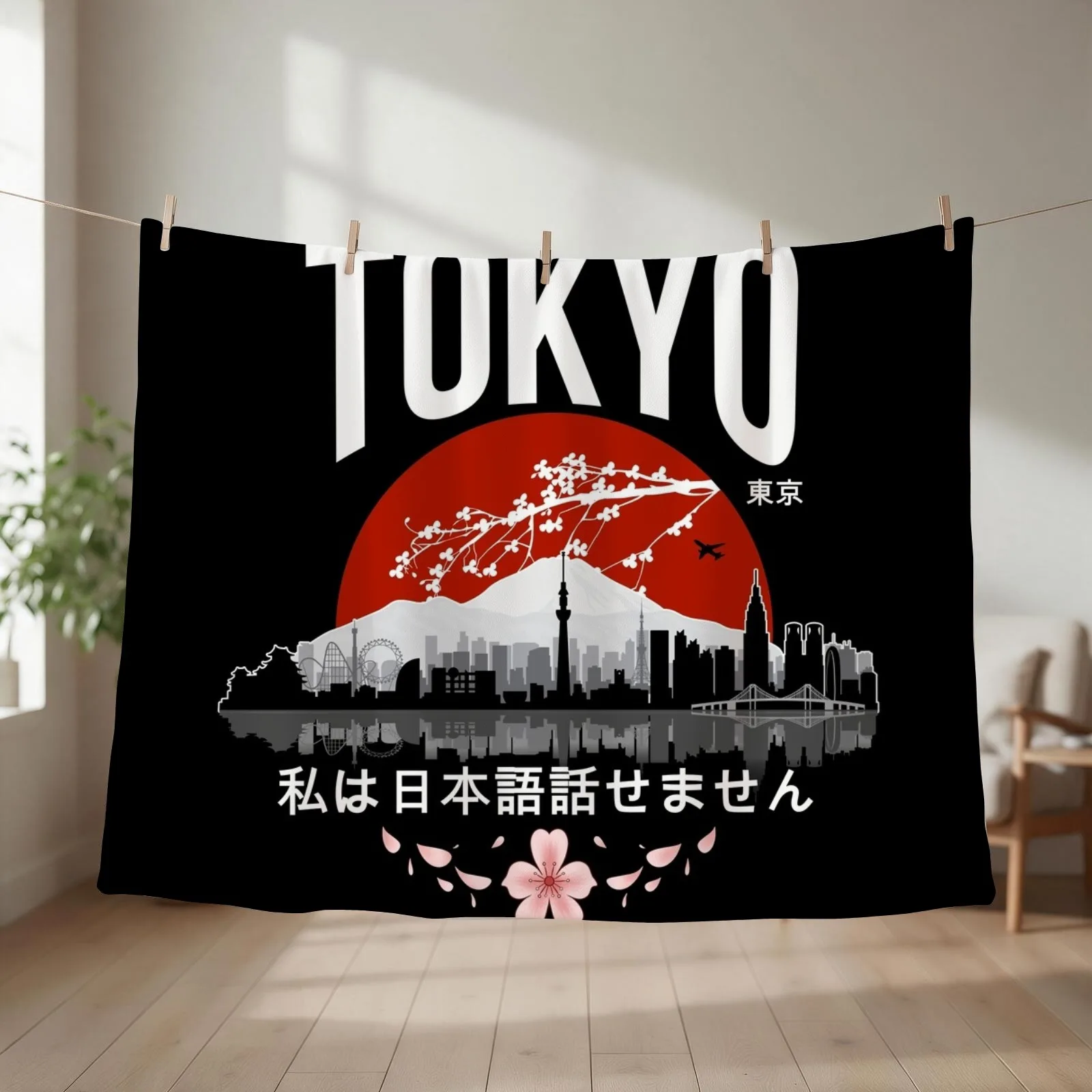 Tokyo - I don’t speak Japanese: White Version Throw Blanket Luxury Designer for winter Softest Summer Blankets
