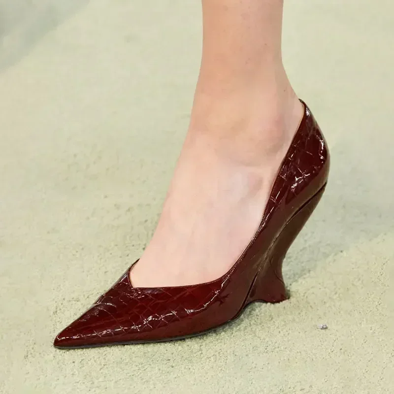 2026Women's Summer New High Heel Thick Sole Sandals Shaped Heel Shallow Mouth Pointed Fashion Sexy Women's 44 Plus Size Shoes
