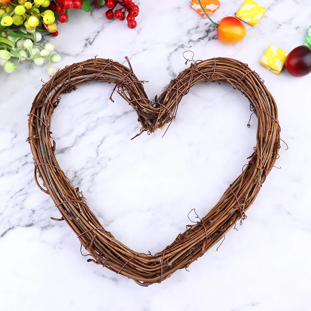 3 Pcs Heart Shaped Wreath Set Rattan Wreath Base Diy Material Christmas nament Home Decor Garland Festive Party Decoration Craft