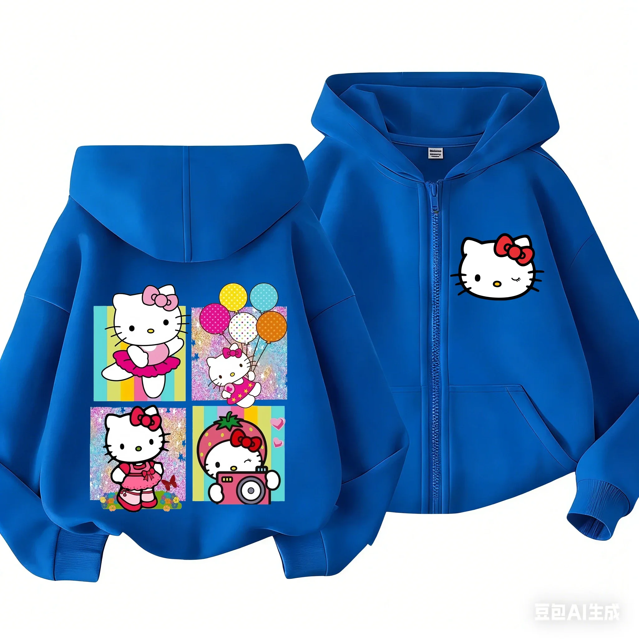 

Толстовка с капюшоном Hello Kitty, детские толстовки на молнии с героями мультфильмов, одежда для мальчиков и девочек от 3 до 14 лет, весенне-осенняя повседневная одежда Sanrio