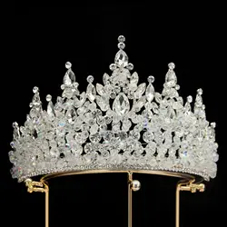 Electroplated Alloy Rhinestones Crowns For Queens Luxurious Pure Light Luxury Wedding Bridal Accessories with Handmade Beads