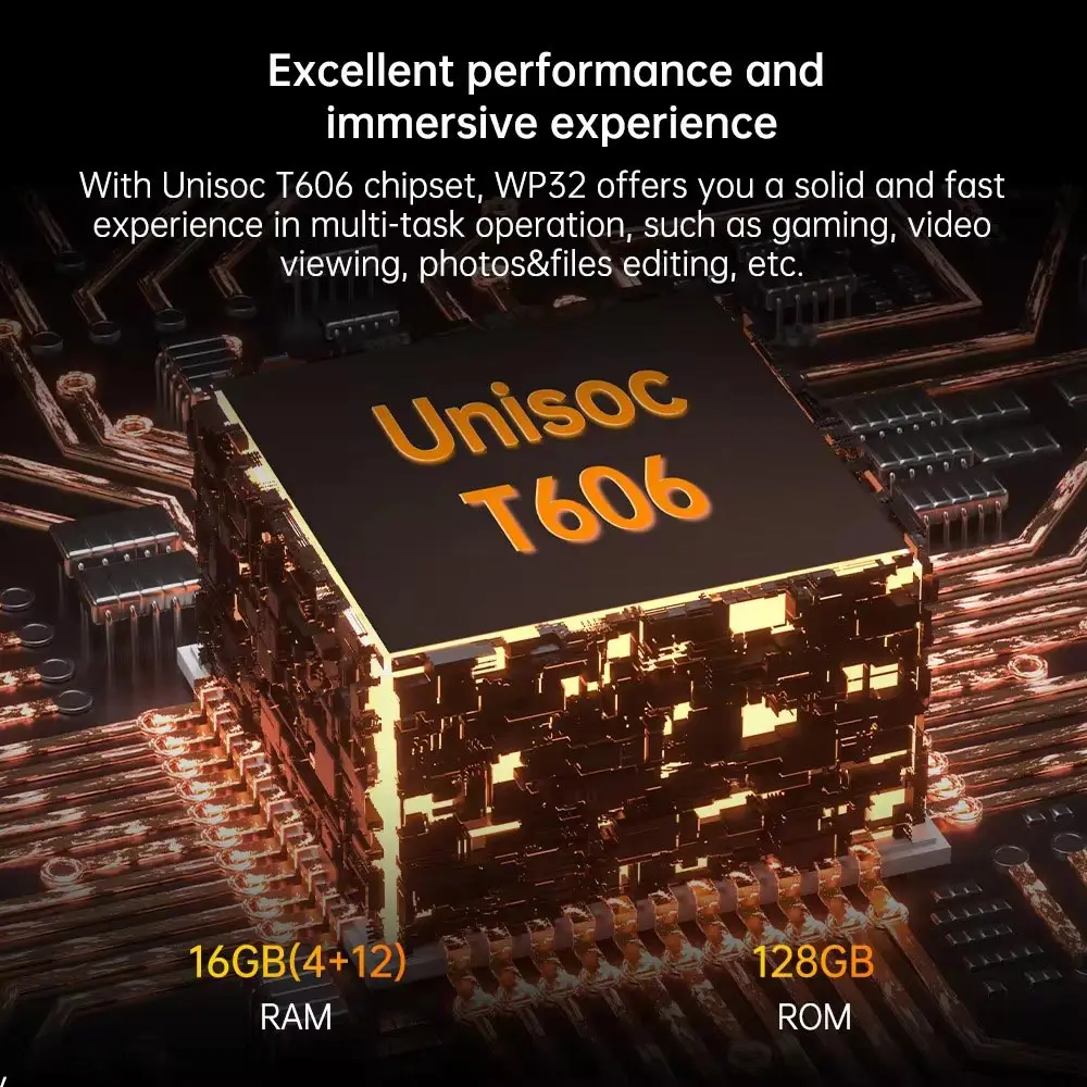 OUKITE WP32 견고한 기계 스마트폰, 글로벌 버전, 5.93 인치 HD, 안드로이드 13, 4GB, 128GB, 20MP 듀얼 카메라 휴대폰, 6300mAh