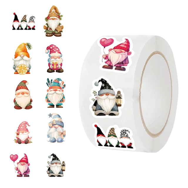 500 sztuk/rolka Gnome karzeł naklejki dekoracje Cartoon naklejka uszczelniająca DIY naklejki na laptopa z PVC nagroda zabawki prezentowe