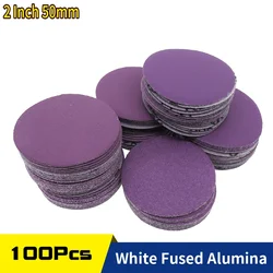 2 Inch Sanding Disc Hook Loop 60-10000 Grit Sandpaper Aluminum for Furniture Finishing,Metal Grinding,Automotive Polishing 100Pc