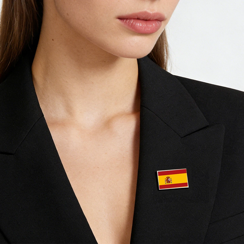Edelstahl-Rechteck-Flaggenbrosche für Damen und Herren, Argentinien, Brasilien, Deutschland, Frankreich, Spanien, USA, Abzeichen-Pin-Accessoires – Detail 2