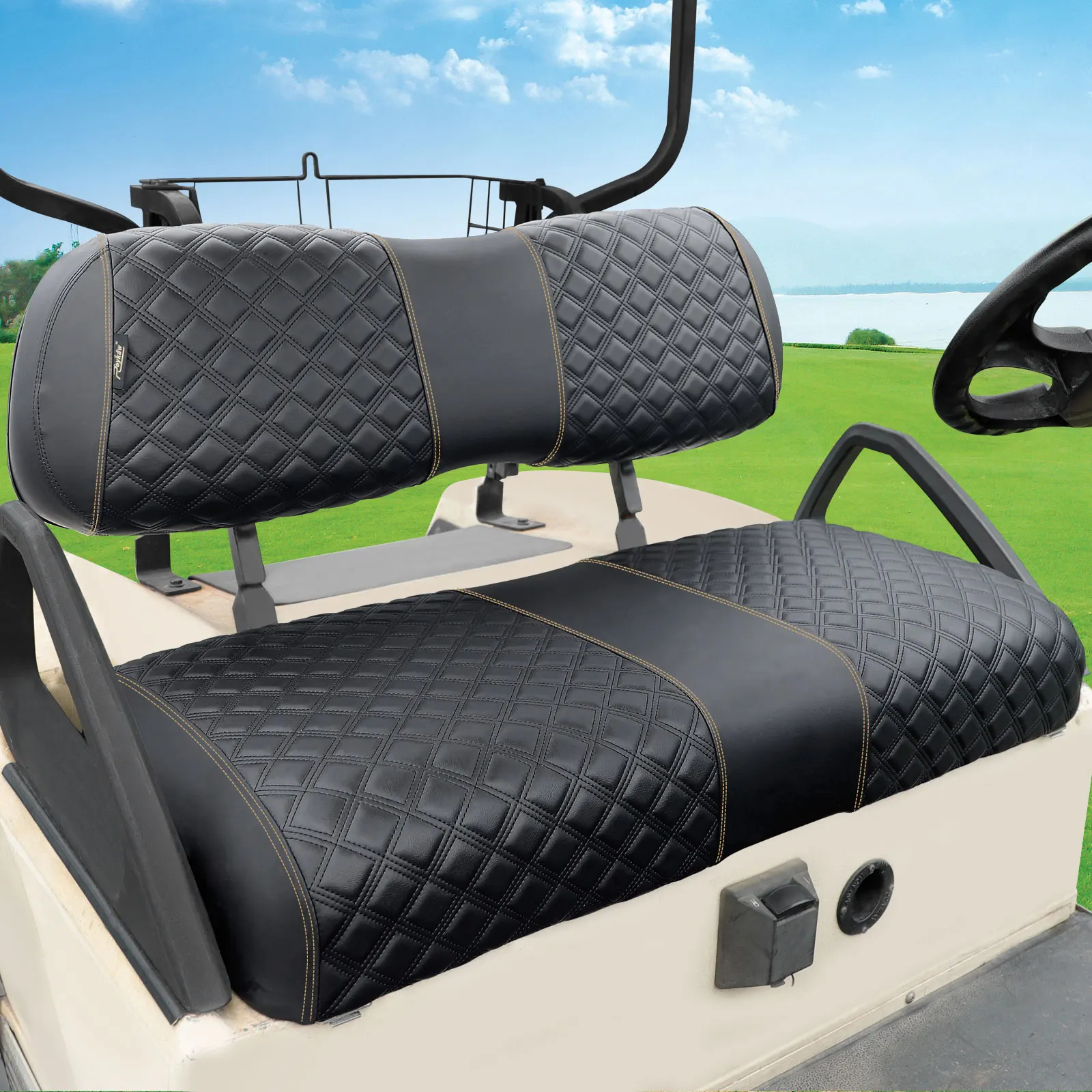 Roykaw Golf Cart Seat Covers Kit Fit for Club Car DS OEM Ordinary Seat Cushion, Vinyl Material/Soft, Comfortable & Easy to Clean