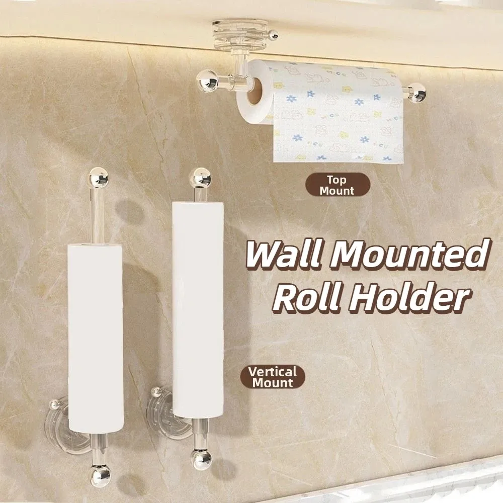 

Suction Cup Paper Towel Holder Non Perforated Reusable No Drilling Tissue Holder Space Saving Wall-Mounted