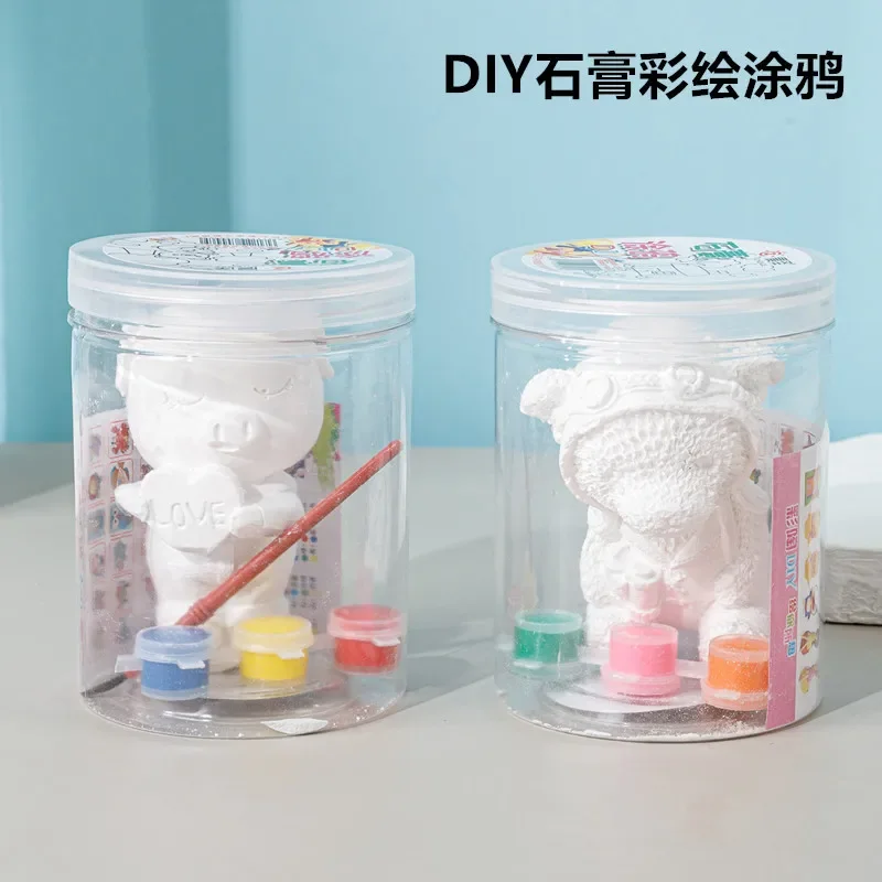 NEW Children's DIY plaster doll white embryo, barrel painted graffiti colored toy wholesale supply Plaster Hand Painted Plaster